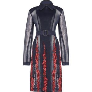 BCBGMAXAZRIA Korie Floral Embroidered Trench Coat